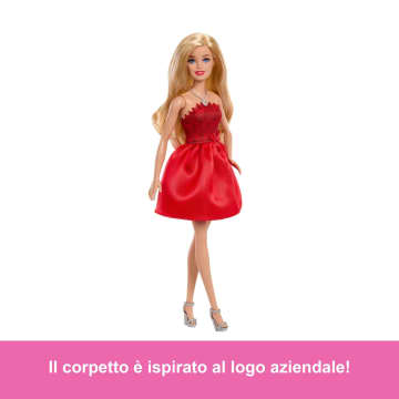 Barbie Mattel 80 Anniversario, Celebrazione in Rosso Rubino, Bambola Alla Moda Che Indossa Un Abito Rosso Con Accessori