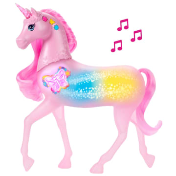 Barbie Unicorno Luci Brillanti, Giocattolo Con 20 Combinazioni Interattive Di Luci, Suoni E Musica - Bild 4 von 6