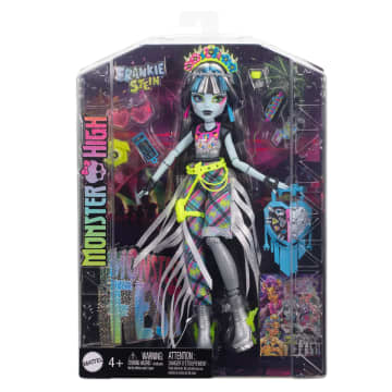 Monster High Monster Fest Frankie Stein, Bambola Alla Moda Con Outfit Da Festival, Poster Della Band E Accessori
