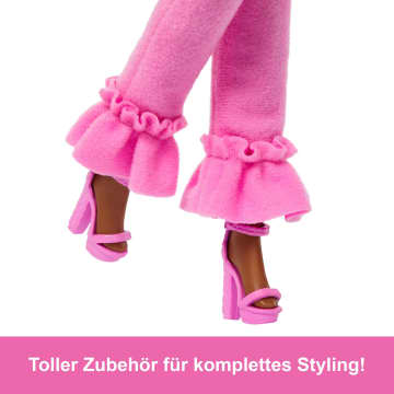 Barbie Deluxe Style-Puppe Nr. 4 Mit Weichem Rosafarbenem Jumpsuit Und Rosa Und Braunen Geflochtenen Zöpfchen - Imagen 4 de 6