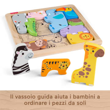 Fisher-Price Puzzle Animali in Legno, Giocattolo Cercaforme Per Bambini, 13 Pezzi in Legno - Imagen 5 de 6