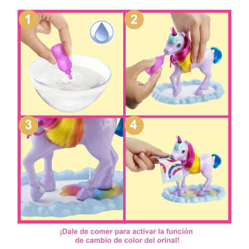 Conjunto De Juego De Barbie Dreamtopia Con Muñeca Barbie, Mascota Unicornio Y Orinal Que Cambia De Color