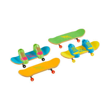 Hot Wheels Skate Conjunto Calaveras De Neón, Cuatro Tablas “Fingerboard” Y Zapatillas Para Montar En Monopatín Intercambiables Inspiradas En Los Diseños De Tony Hawk