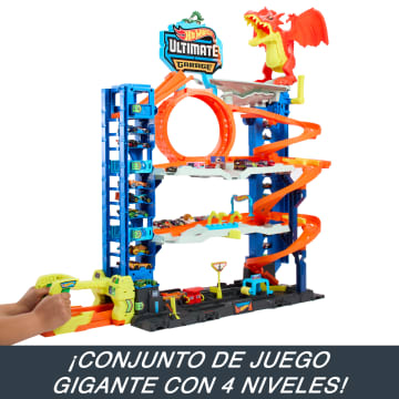 Conjunto De Juego MEGAgaraje Ultimate Garage De Hot Wheels City Con 2 Coches Metálicos, Almacenamiento Para Más De 50 Coches - Imagen 3 de 6