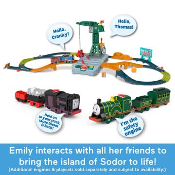 Thomas & Friends Talking Emily Toy Train Motorized Engine With Phrases & Sounds, 3 Pieces, Uk English Version