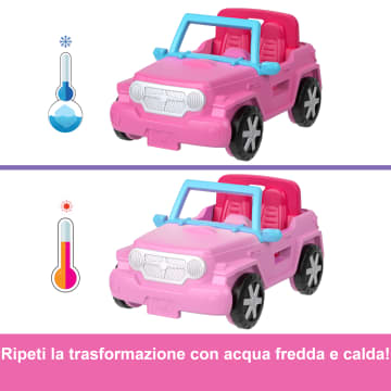 Barbie Mini Barbieland, Set Con Veicolo E Bambola Da 3,8 Cm, Suv Cambia Colore E Tenda