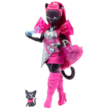 Monster High-Catty Noir-Poupée Avec Chat Amulette Et Accessoires