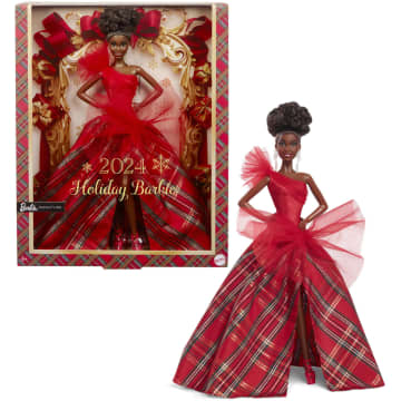 Barbie Signature 2024 Holiday Barbie Fashion Doll, Seasonal Collector Gift, Brown Hair With Plaid Gown