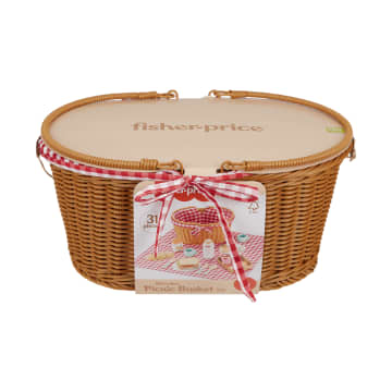 Fisher-Price Ξύλινο Καλάθι Για Πικ Νικ Παιχνίδι Μίμησης Για Παιδιά Προσχολικής Ηλικίας, 31 Ξύλινα Κομμάτια