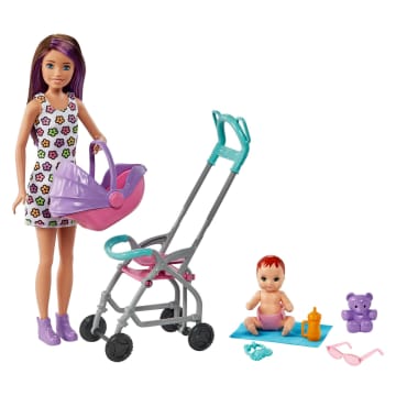Conjunto De Juego Skipper Babysitters Inc. De Barbie Con Muñeca Y Cochecito, A Partir De 3 Años