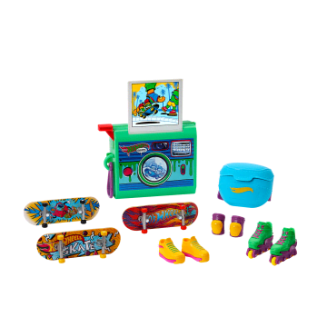 Hot Wheels Skate Terug Naar De Jaren 90 Set, Vingerboards En Vingerskeelers, Schoenen En Cameratas (9 Onderdelen)