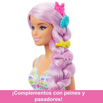 Muñeca Sirena Barbie Con Pelo De Fantasía De 17,8Cm De Largo Y Accesorios Para Jugar A Peinar