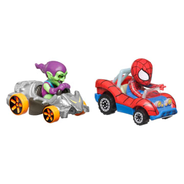 Hot Wheels Metalen Auto’S Van Racerverse, Set Van 2 Speelgoedvoertuigen Met Personagebestuurders Die Zijn Geoptimaliseerd Voor De Racerverse Baan (De Stijlen Kunnen Variëren)