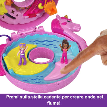 Polly Pocket Avventura Sull’Isola Dei Cristalli Unicorno Cofanetto, Playset Con 2 Micro Bambole E 12 Accessori