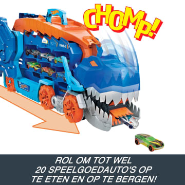 Hot Wheels City Ultieme Vrachtwagen, Transformeert in Een T-Rex Met Racebaan, Opbergplek Voor Meer Dan 20 Auto's