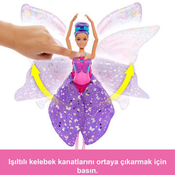 Dansçıdan Kelebeğe Dönüşebilen 2'Si 1 Arada Mor Saçlı Barbie Kelebek Dansçı Bebek
