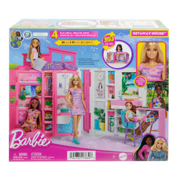 Barbie Portatif Tatil Evi Ve Barbie Bebek, 4 Oyun Alanı Ve 11 Dekorasyon Aksesuarı - Image 6 of 6