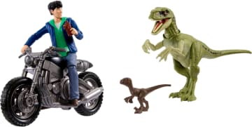 Pack De Historia De Figura De Acción De Kenji De Jurassic World: Teoría Del Caos, Dinosaurios Y Motocicleta