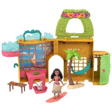Disney Prinzessin Vaianas Inselheimat, Zusammensteckbares Puppenhaus Mit Kleiner Puppe, Figuren Und 9 Zubehörteilen