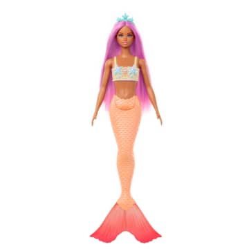 Barbie Zeemeerminpop Met Roze Haar, Zacht Oranje Staart En Haarband