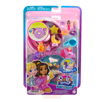 Polly Pocket Avventura Sull’Isola Dei Cristalli Unicorno Cofanetto, Playset Con 2 Micro Bambole E 12 Accessori