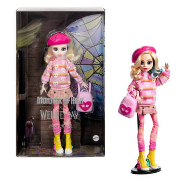 Monster High Wednesday Pop Om Te Verzamelen, Enid Sinclair in Roze Mode Met Accessoires