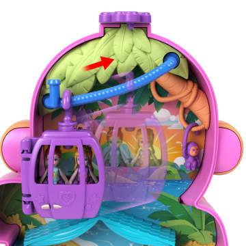 Conjunto De Juego Mamá Mono Y Bebé De Polly Pocket Con 2 Muñequitas, Mascotas Y 13 Accesorios, Bolso Y Juguete 2 En 1