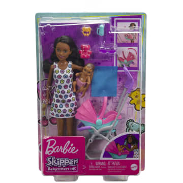 Barbie Speelsets met oppas Skipper-pop, babypop, meubeltjes en accessoires die passen bij het thema