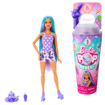 Muñeca Barbie Pop Reveal De La Colección Aroma De Frutas, Muñeca Con Temática De Refresco De Uva Con Ocho Sorpresas, Entre Las Que Se Incluyen Una Mascota, Slime, Muñecas Perfumadas Y Función De Cambio De Color