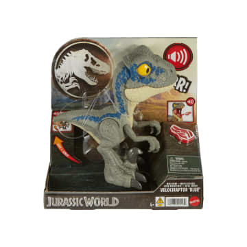 Jurassic World-Vélociraptor Blue Méga Rugissement-Son, Grande Mâchoire