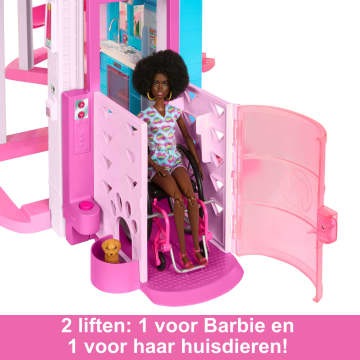 Barbie Droomhuis, Meer Dan 75 Onderdelen, Zwembadfeestje Poppenhuis Met Glijbaan Over 3 Verdiepingen
