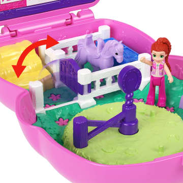 Polly Pocket Midilliyle Rodeo Heyecanı Mikro Oyun Seti, 1 Mikro Bebek Ve Evcil Atlar, Yiyecek Ve Stil Aksesuarlarının Yer Aldığı Seyahat Oyuncağı - Bild 5 von 6