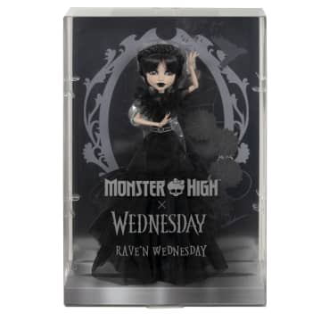 Monster High Wednesday Collectible Doll, Rave’N Wednesday in Black Gown Inspired By Dance Scene - Imagen 6 de 6