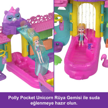 Polly Pocket Unicorn Dream Cruise Oyun Seti, Su Oyunlarına Ilham Veren Ve Renk Değiştiren Aksesuarlar Ve 1 Bebek Dahil 23 Parça Içeren Taşınabilir Gemi
