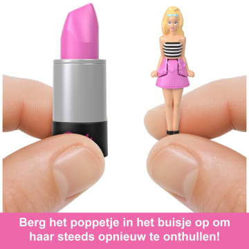 Barbie Mini Barbieland Fashionistas Poppen, Poppen Van Bijna 4 Cm In Lippenstift, Surprise Reveal (Stijlen Kunnen Variëren)
