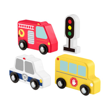 Pacchetto Di Veicoli in Legno Di Fisher-Price, Giocattoli A Spinta Per Il Gioco Di Finzione, 4 Pezzi in Legno; Per Bambini Piccoli