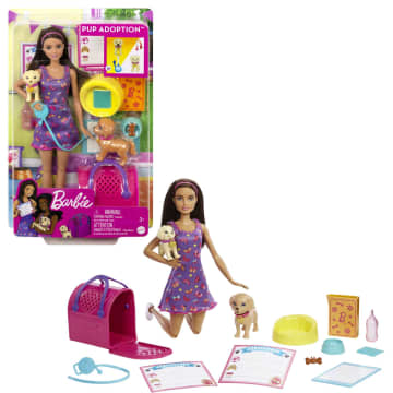 Barbie Κούκλα Και Αξεσουάρ Σετ Παιχνιδιού Με Κούκλα, 2 Σκυλάκια Και Αλλαγή Χρώματος