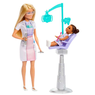 Diş Hekimi Barbie, Sarışın Bebek, 1 Çocuk Figürü, Doktor Temalı Mobilya Ve Aksesuarlar