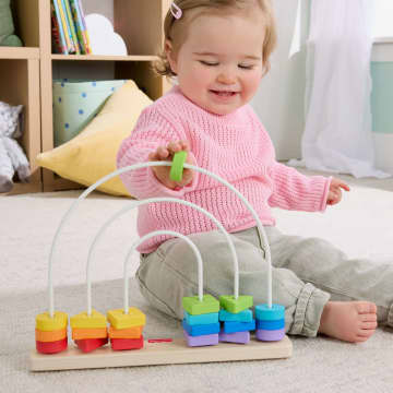 Fisher-Price Wooden Rainbow Bead Bar Maze, Baby & Toddler Developmental Toy, 1 Wood Piece