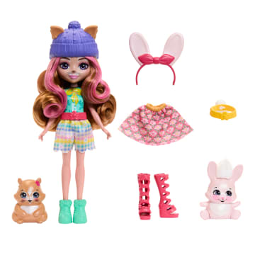 Enchantimals 2-In-1 Konijn-En-Eekhoorn Pop Met 2 Dierenvriendjes, Speelgoed Met Modeaccessoires