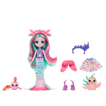 Enchantimals 2-In-1 Vogel-En-Vis Pop Met 2 Dierenvriendjes, Speelgoed Met Modeaccessoires