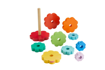 Fisher-Price Drewniana Piramidka Kolorowe Kwiatki Drewniana Zabawka Dla Dzieci