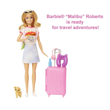 Barbie Doll And Accessories, 'Malibu' Travel Set With Puppy And 10+ Pieces Including Working Suitcase - Image 4 of 6