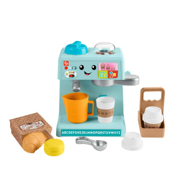 Fisher-Price Leerplezier Leren En Serveren Koffiemachine Elektronisch Speelgoed Voor Peuters, 10 Accessoires, Meertalige Versie