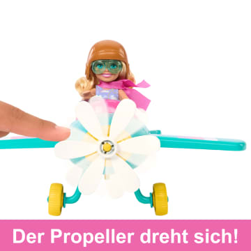 Barbie Chelsea-Spielset Aus Puppe Und Flugzeug, Zweisitzerflugzeug Mit Drehpropeller Und 7 Zubehörteilen - Image 2 of 6