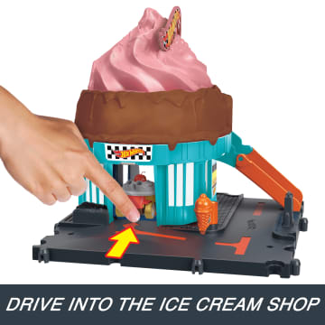 Hot Wheels City Downtown Ice Cream Swirl Playset From The Series “Let's Race” With 1 Toy Car - Image 2 of 6