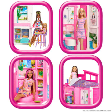 Barbie Νέο Σπιτάκι - Βαλιτσάκι, Σετ Με 4 Χώρους Παιχνιδιού Και 11 Αξεσουάρ Διακόσμησης