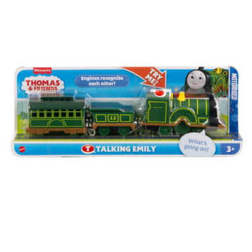 Thomas & Friends Talking Emily Toy Train Motorized Engine With Phrases & Sounds, 3 Pieces, Uk English Version