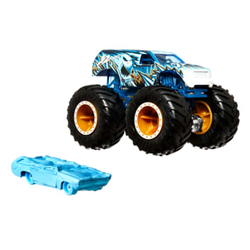 Hot Wheels Monstertrucks, Schaal 1:64, 2-Pack Met Speelgoedvoertuigen, 1 Gegoten Truck En 1 Auto