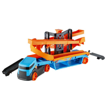 Hot Wheels Lift & Launch Hauler + 10 Cars